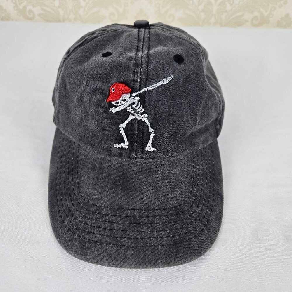 Sol Premium Dad Hat Dabbing Skeleton Gray Embroidered Adjustable Back Unisex